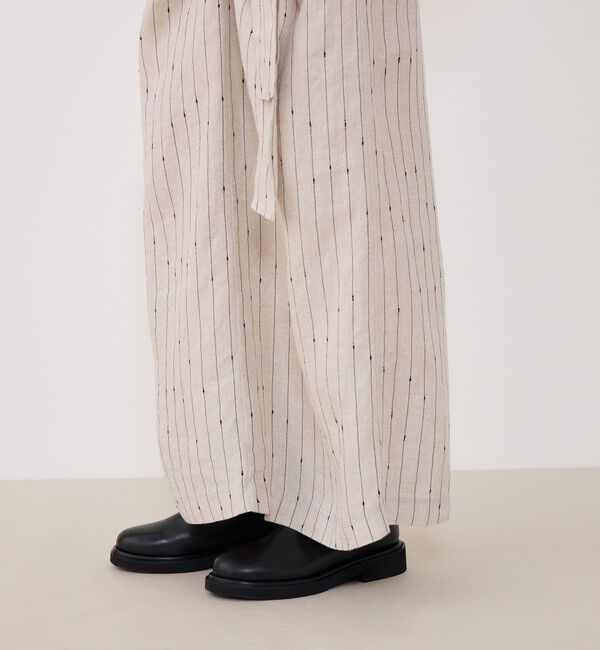 GALERIE VIE「リネンシルクノットストライプ ラップマキシスカート」|タイト|