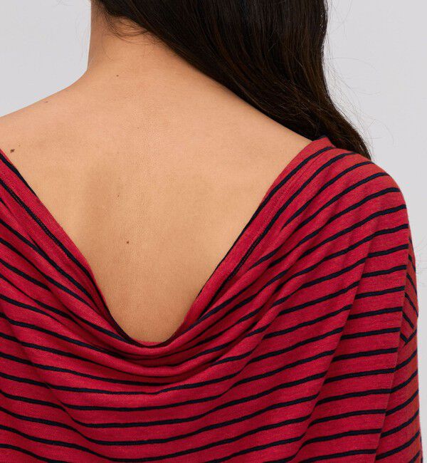 BACCA「リネンボーダー ネックドレープTシャツ」|Tシャツ・カットソー|