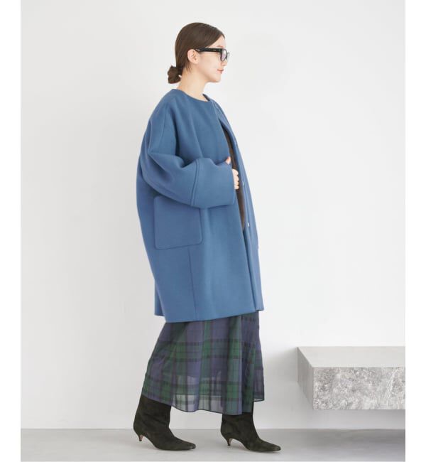 IENA「Super140 フォルムコート」|ノーカラーコート|