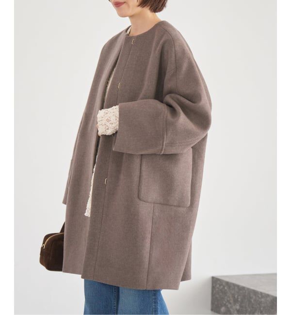 IENA「Super140 フォルムコート」|ノーカラーコート|