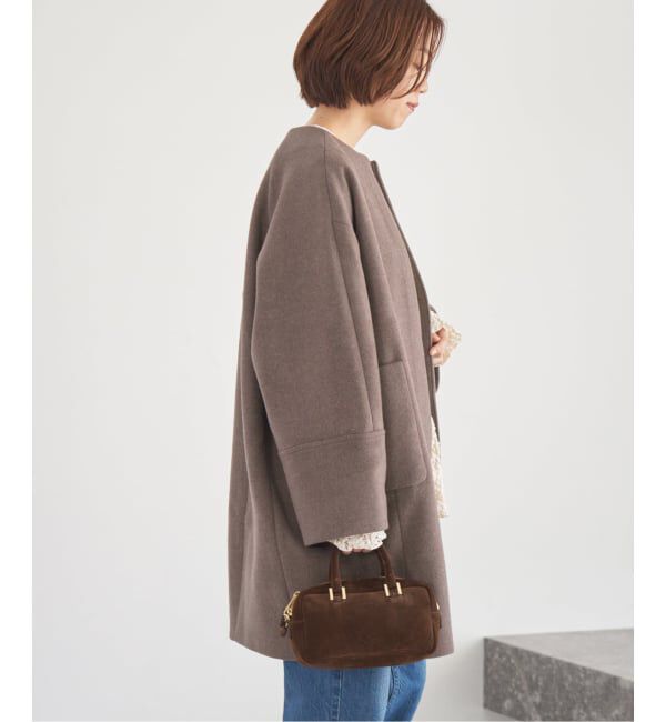 IENA「Super140 フォルムコート」|ノーカラーコート|