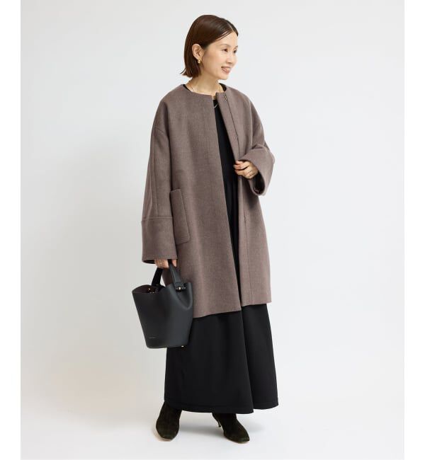 IENA「Super140 フォルムコート」|ノーカラーコート|