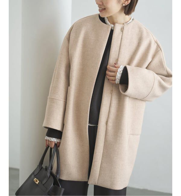 IENA「Super140 フォルムコート」|ノーカラーコート|