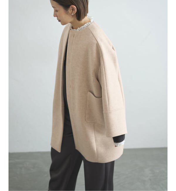 IENA「Super140 フォルムコート」|ノーカラーコート|