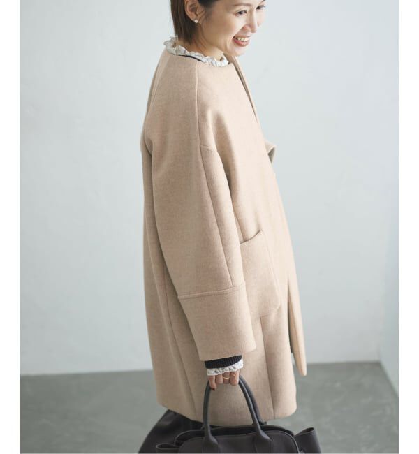 IENA「Super140 フォルムコート」|ノーカラーコート|