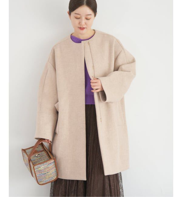 IENA「Super140 フォルムコート」|ノーカラーコート|