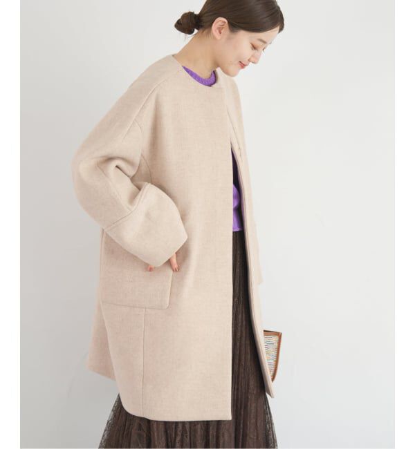 IENA「Super140 フォルムコート」|ノーカラーコート|