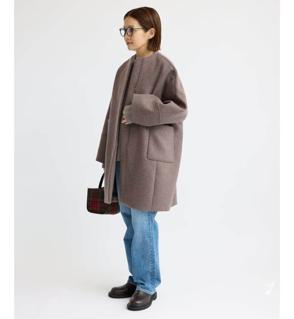 IENA「Super140 フォルムコート」|ノーカラーコート|