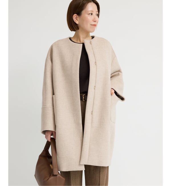 IENA「Super140 フォルムコート」|ノーカラーコート|