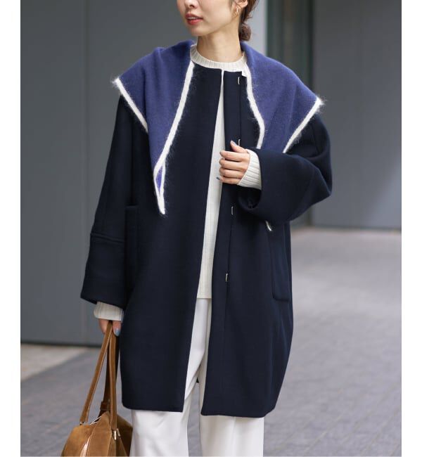 IENA「Super140 フォルムコート」|ノーカラーコート|