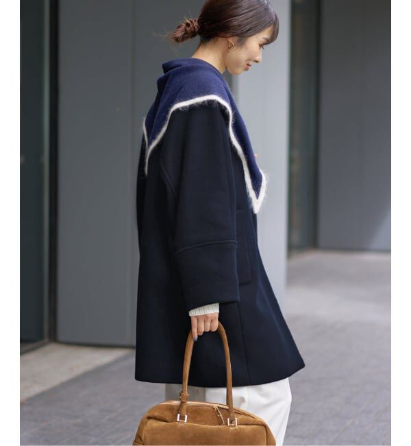 IENA「Super140 フォルムコート」|ノーカラーコート|