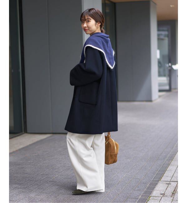 IENA「Super140 フォルムコート」|ノーカラーコート|