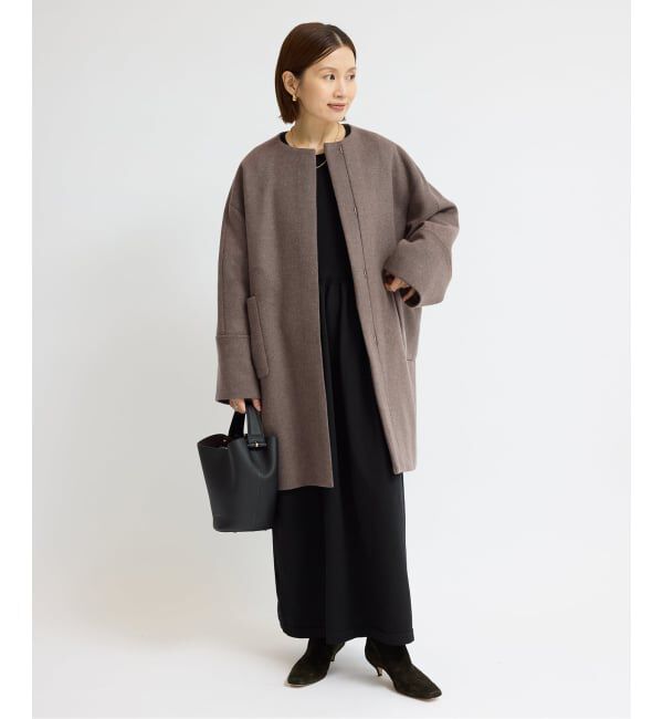 IENA「Super140 フォルムコート」|ノーカラーコート|