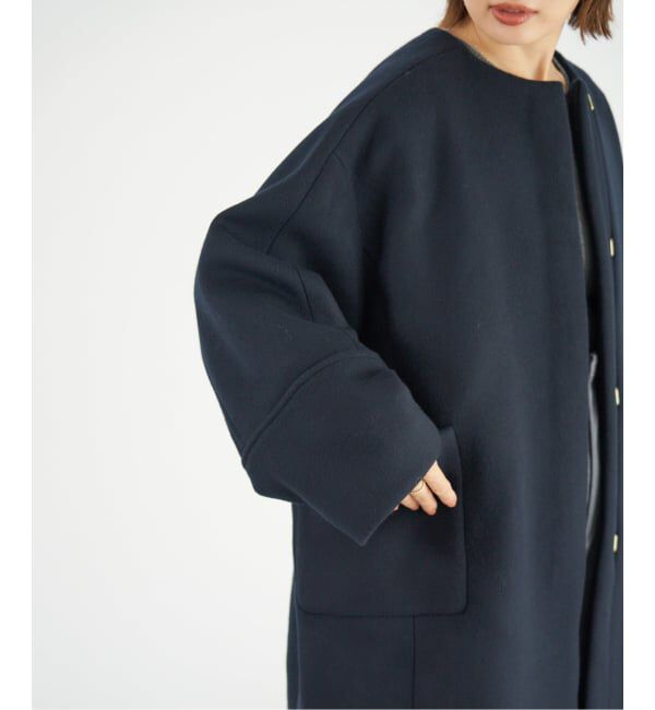 IENA「Super140 フォルムコート」|ノーカラーコート|