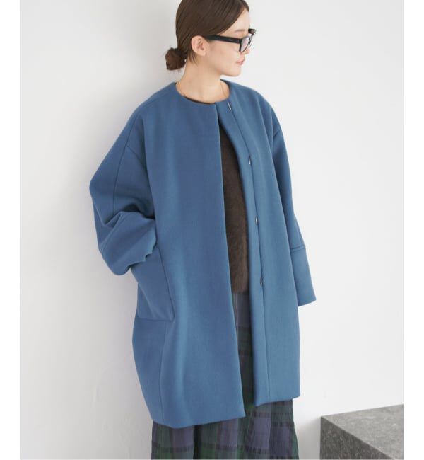 IENA「Super140 フォルムコート」|ノーカラーコート|