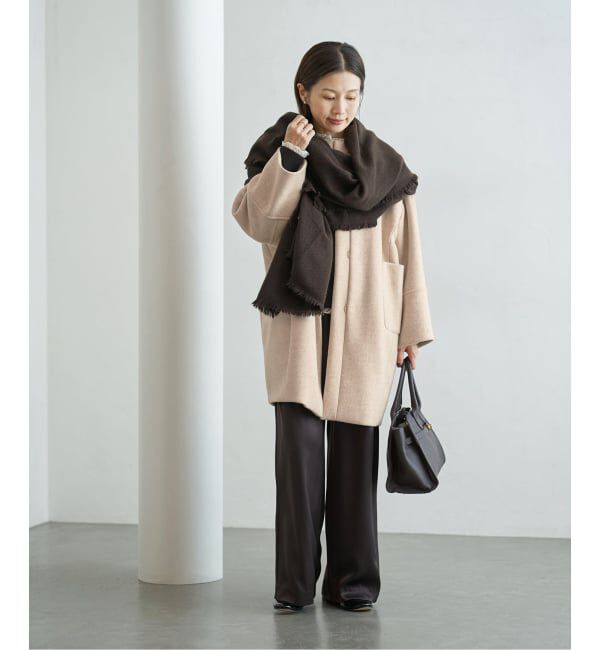 IENA「Super140 フォルムコート」|ノーカラーコート|