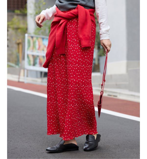 SLOBE IENA「flower pleats アイラインスカート」|スカート|レッド