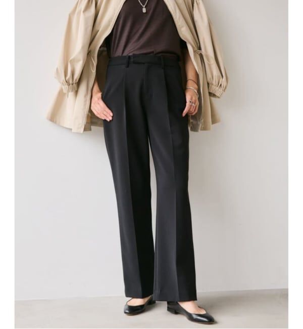 VERMEIL par iena「《追加3》ダブルクロスストレッチパンツ」|スラックス|ブラック