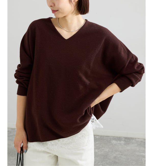 IENA「《追加4》Fineニュージーウール ニュアンス Vプルオーバー」|ニット・セーター|ブラウン