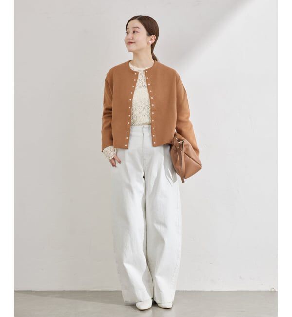 IENA「《追加2》ダブルフェイススナップカーディガン」|カーディガン|