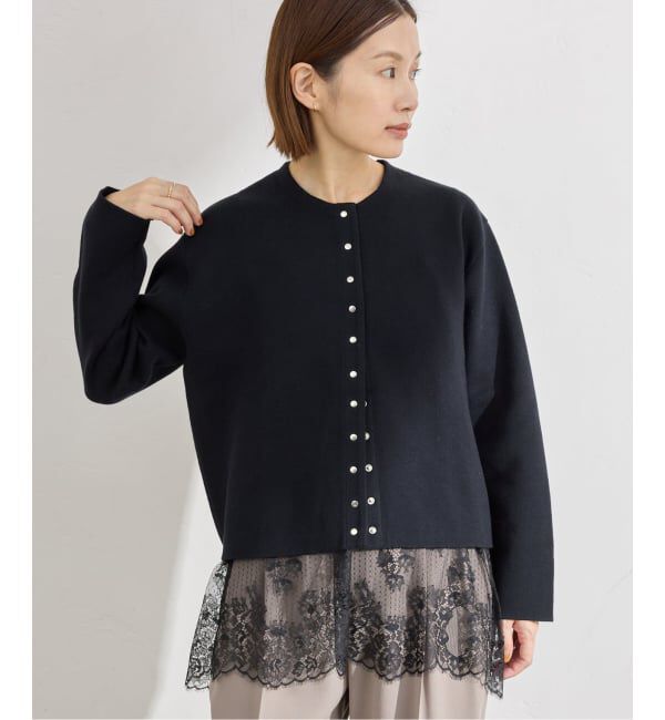 IENA「《追加2》ダブルフェイススナップカーディガン」|カーディガン|