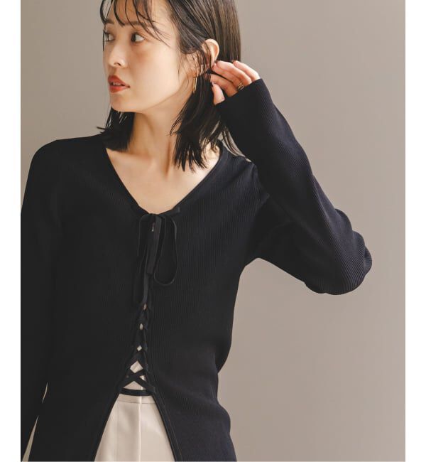 NOBLE「《WEB限定追加》レースアップリブニット」|ニット・セーター|