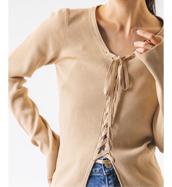 NOBLE「《WEB限定追加》レースアップリブニット」|ニット・セーター|