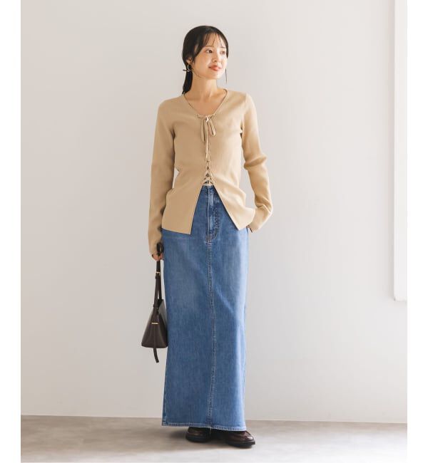 NOBLE「《WEB限定追加》レースアップリブニット」|ニット・セーター|