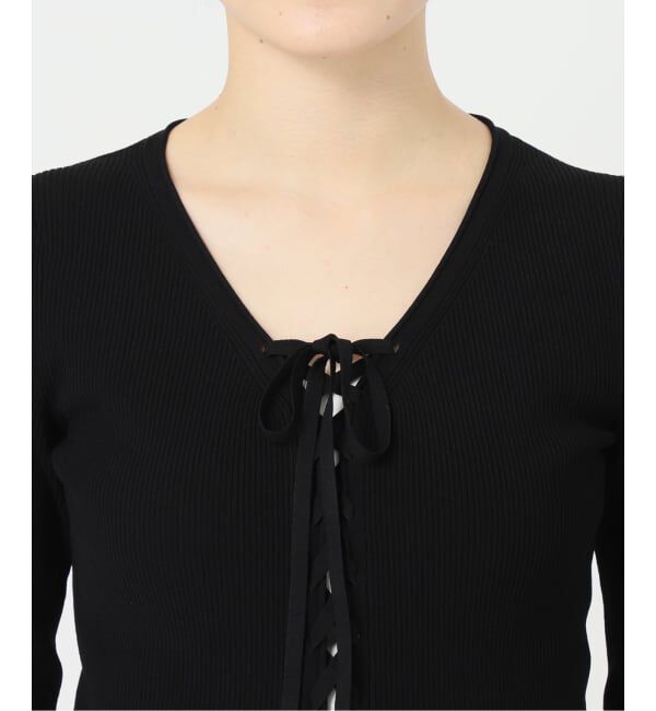 NOBLE「《WEB限定追加》レースアップリブニット」|ニット・セーター|