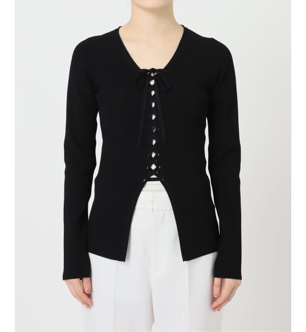 NOBLE「《WEB限定追加》レースアップリブニット」|ニット・セーター|