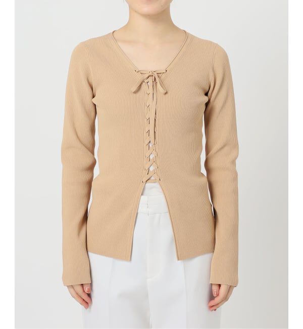 NOBLE「《WEB限定追加》レースアップリブニット」|ニット・セーター|