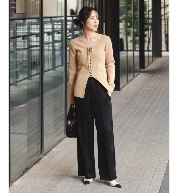 NOBLE「《WEB限定追加》レースアップリブニット」|ニット・セーター|