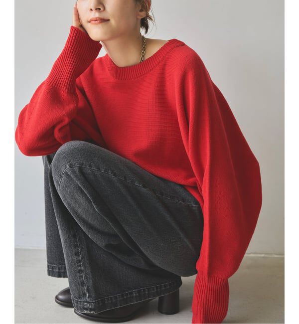 Spick and Span「《WEB限定 / 追加》バルキーヤーンドルマンロングリブニット」|ニット・セーター|