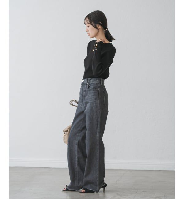 NOBLE「《WEB＆日本橋店限定・追加》ボタンディテールタイトリブニット」|ニット・セーター|