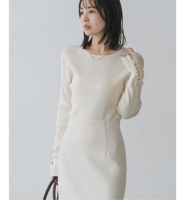 NOBLE「《WEB＆日本橋店限定・追加》ボタンディテールタイトリブニット」|ニット・セーター|