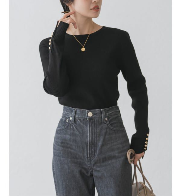NOBLE「《WEB＆日本橋店限定・追加》ボタンディテールタイトリブニット」|ニット・セーター|