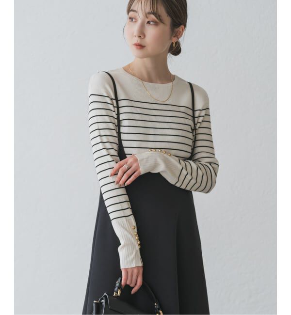 NOBLE「《WEB＆日本橋店限定・追加》ボタンディテールタイトリブニット」|ニット・セーター|