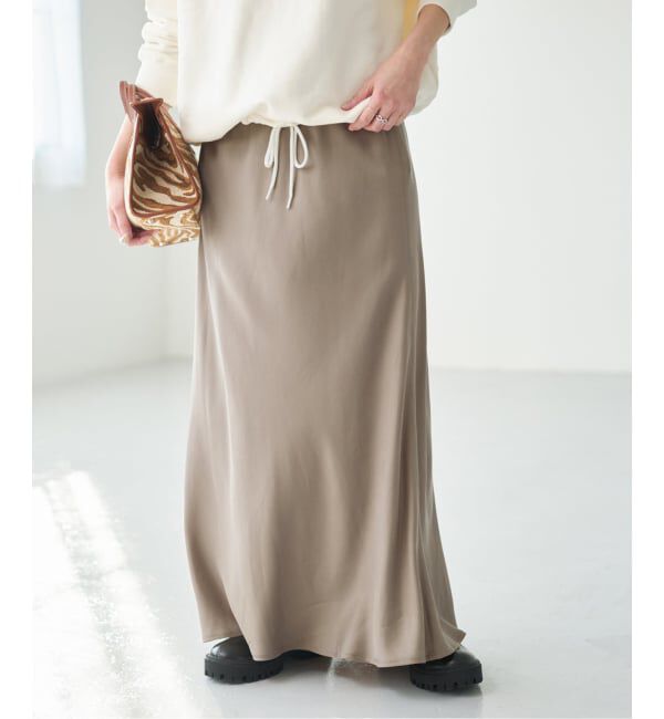 Spick and Span「ウォッシャブルキュプラ マキシスカート」|スカート|ブラウン D