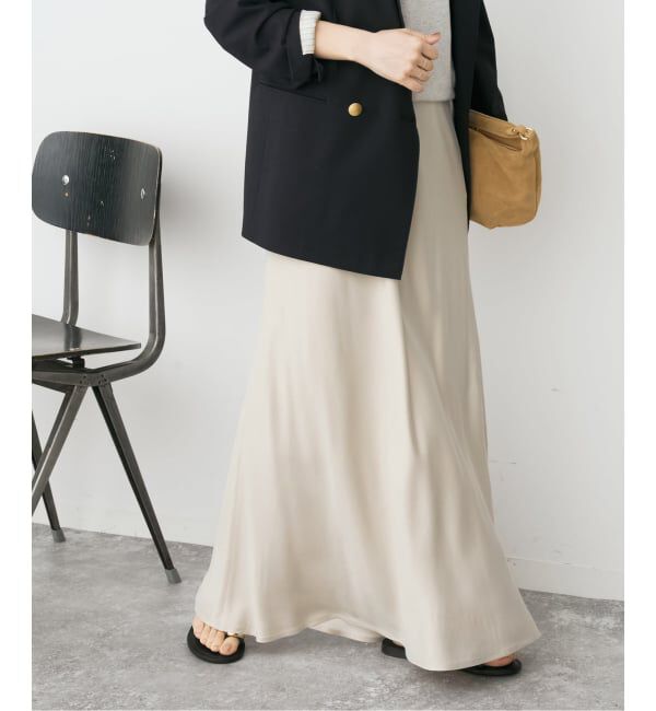 Spick and Span「ウォッシャブルキュプラ マキシスカート」|スカート|ベージュ