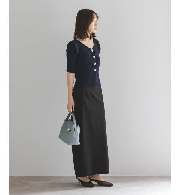 NOBLE「《予約》ゴールドボタンVネックリブニット」|カーディガン|