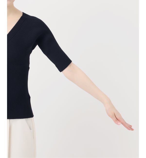 NOBLE「《予約》ゴールドボタンVネックリブニット」|カーディガン|