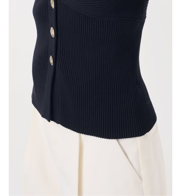 NOBLE「《予約》ゴールドボタンVネックリブニット」|カーディガン|