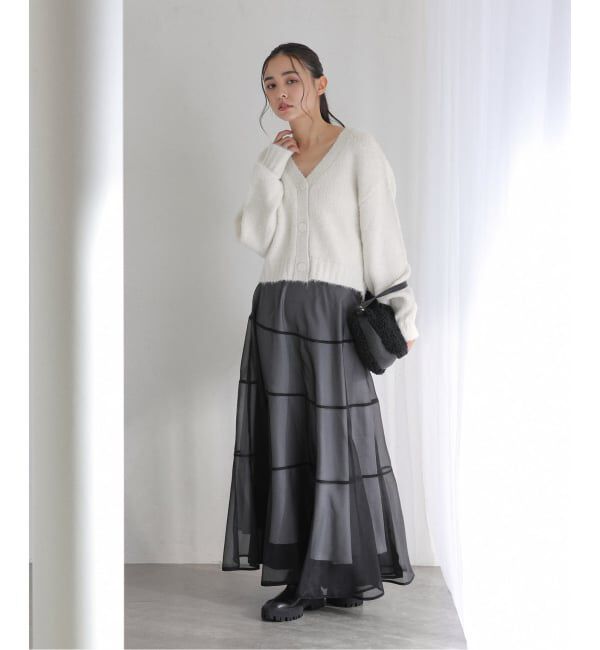  「【洗える】Vネックコンパクトカーディガン」|カーディガン|