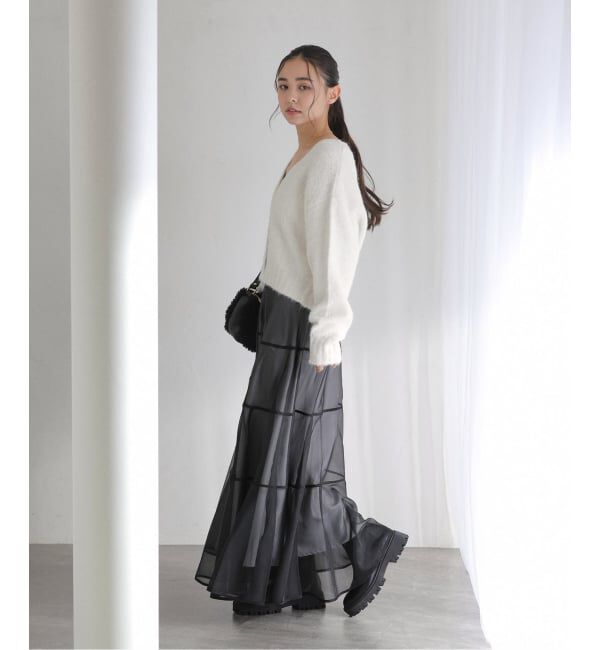  「【洗える】Vネックコンパクトカーディガン」|カーディガン|