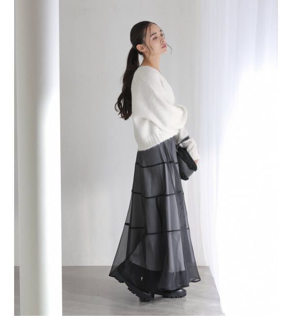  「【洗える】Vネックコンパクトカーディガン」|カーディガン|