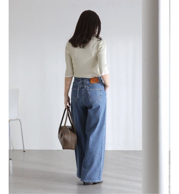  「【洗える】SOMETHING / サムシング LISA LACE UP WIDE」|デニム|