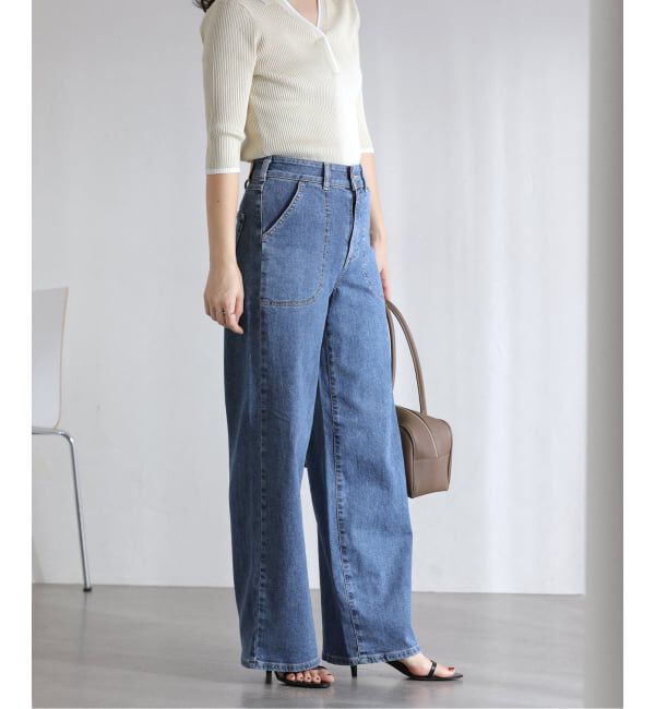  「【洗える】SOMETHING / サムシング LISA LACE UP WIDE」|デニム|