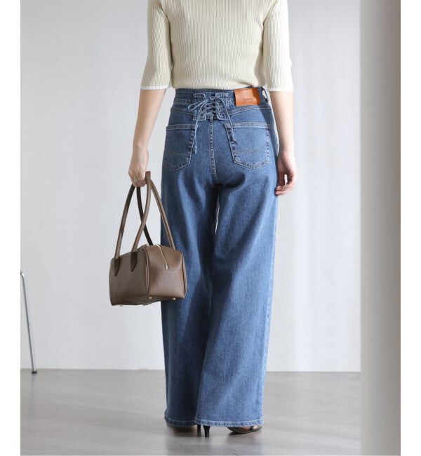  「【洗える】SOMETHING / サムシング LISA LACE UP WIDE」|デニム|