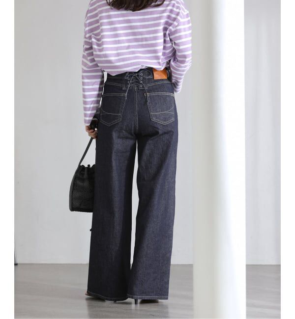  「【洗える】SOMETHING / サムシング LISA LACE UP WIDE」|デニム|