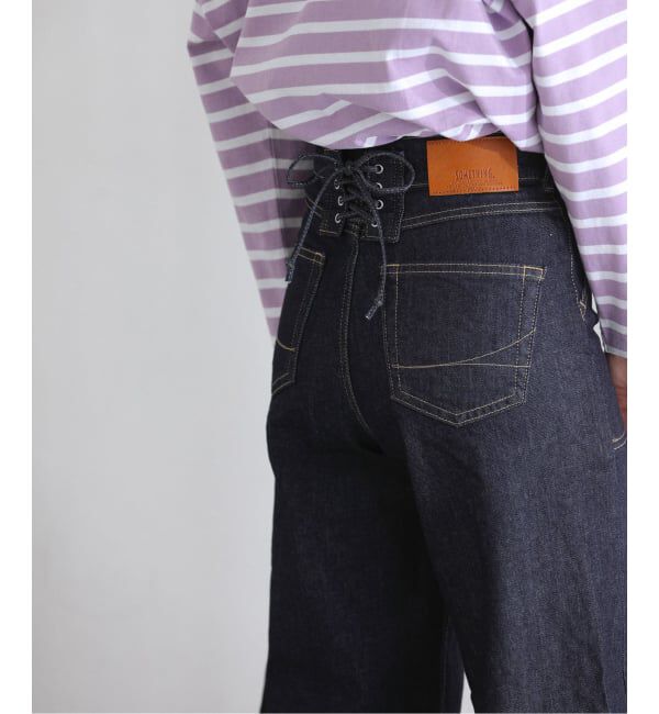  「【洗える】SOMETHING / サムシング LISA LACE UP WIDE」|デニム|